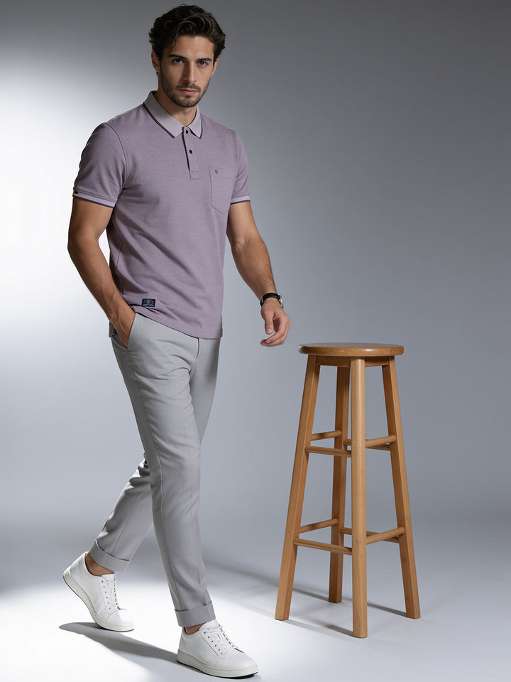Light Lavender Solid Polo T Shirt