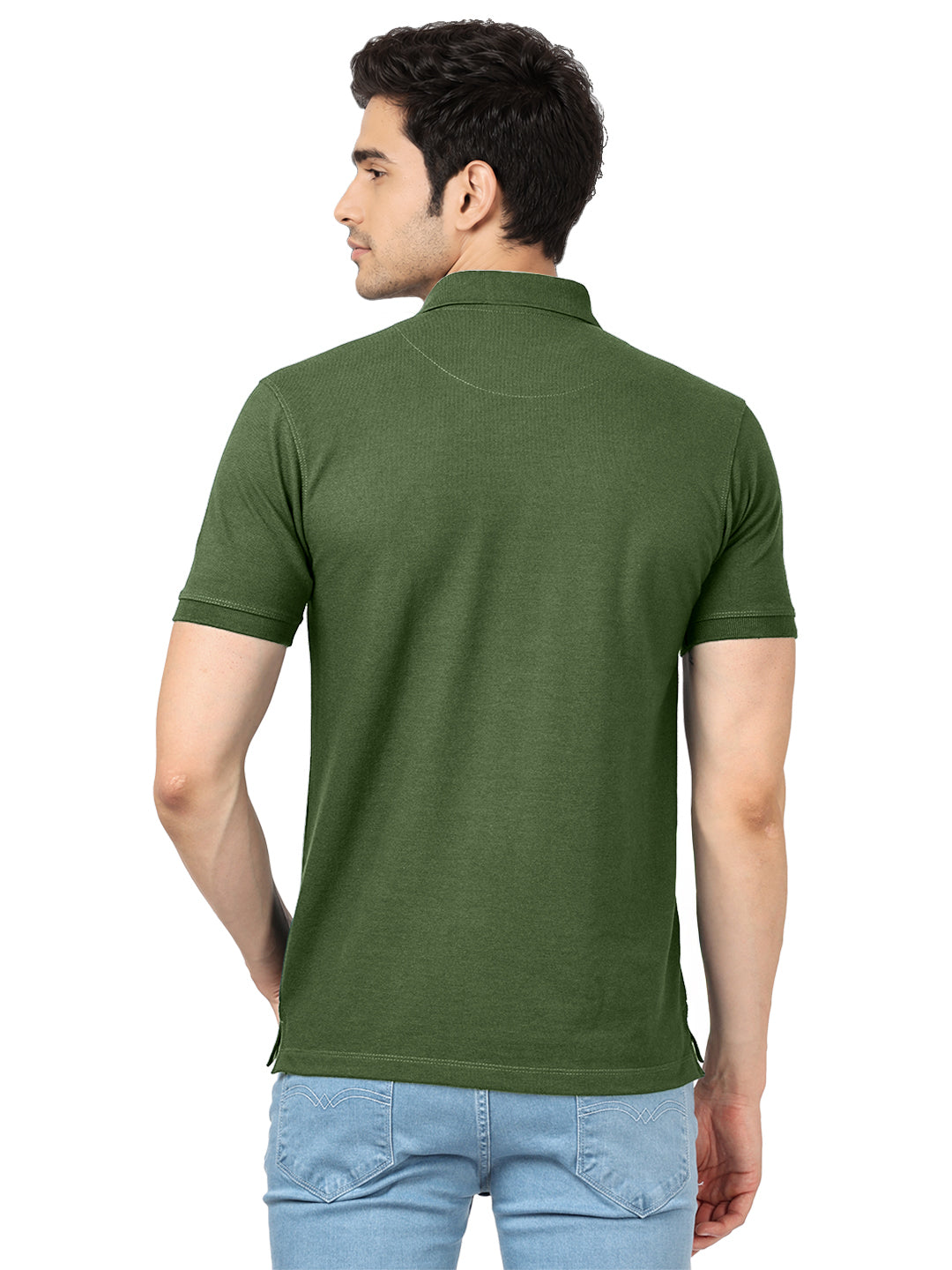 Olive Green Plain Polo T Shirt