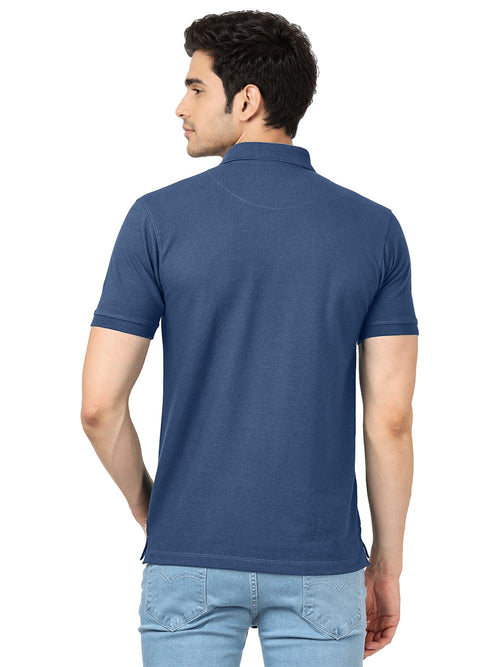 Cobalt Blue Plain Casual Polo T Shirt