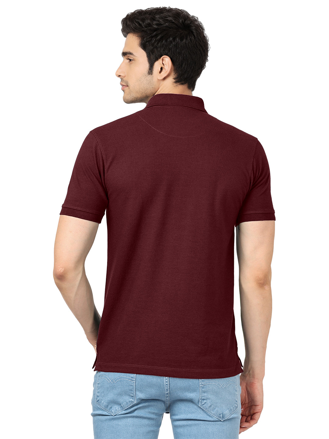 Maroon Plain Polo T Shirt