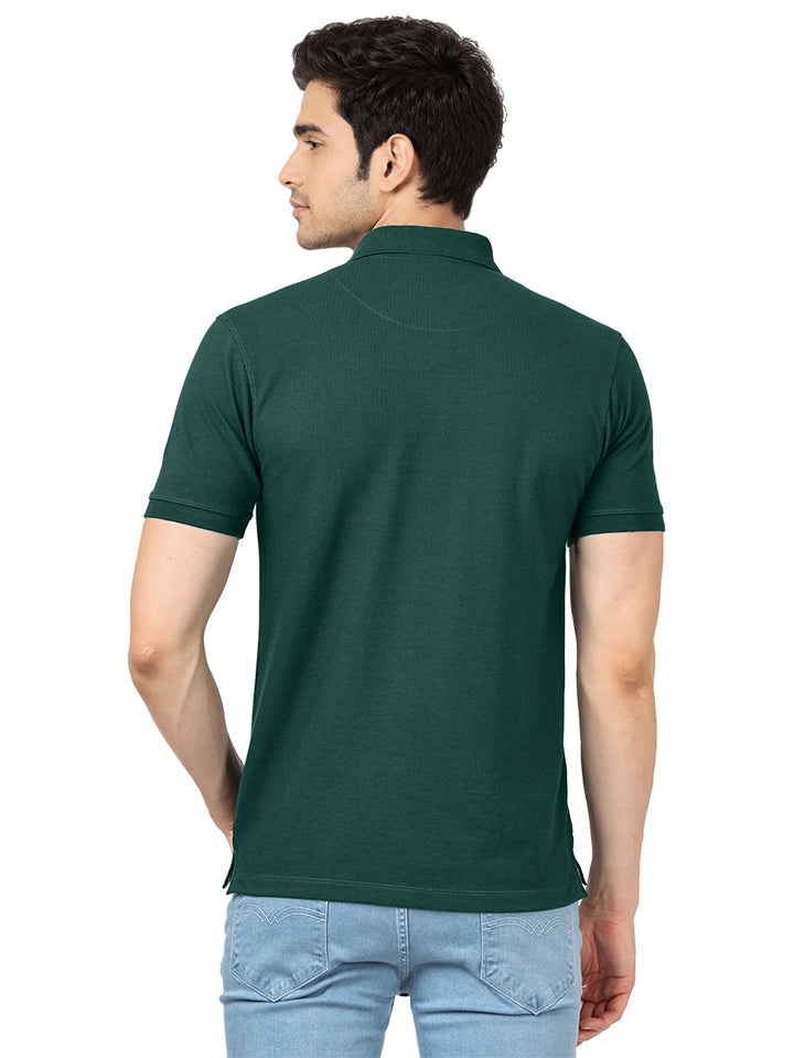 Bottle Green Plain Polo T Shirt
