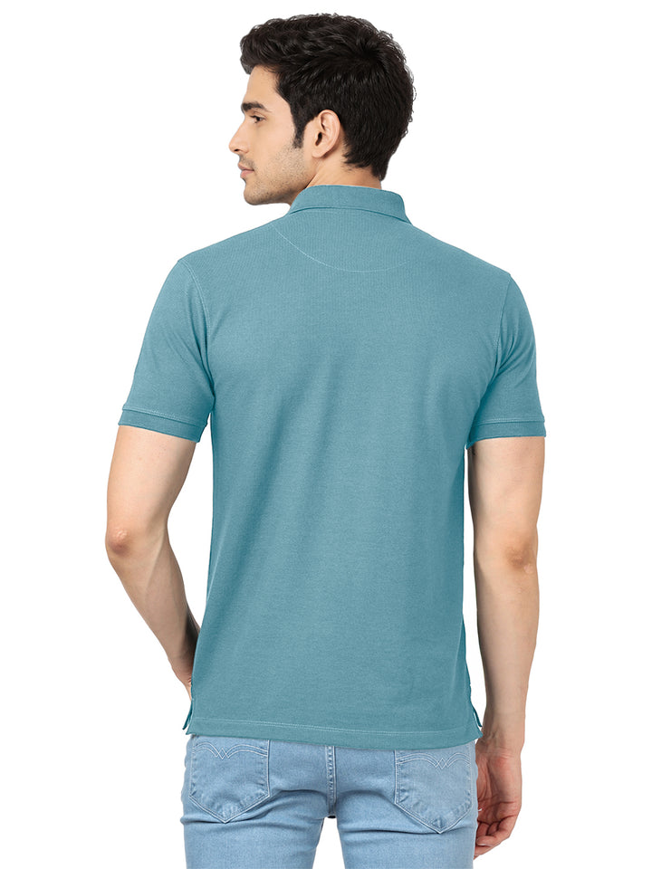 Steel Blue Plain Polo T Shirt