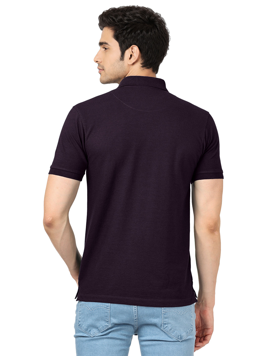 Purple Plain Casual Polo T shirt