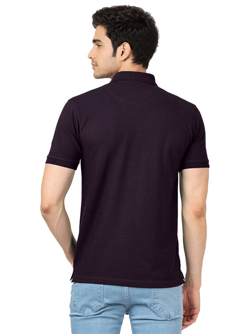Purple Plain Casual Polo T shirt