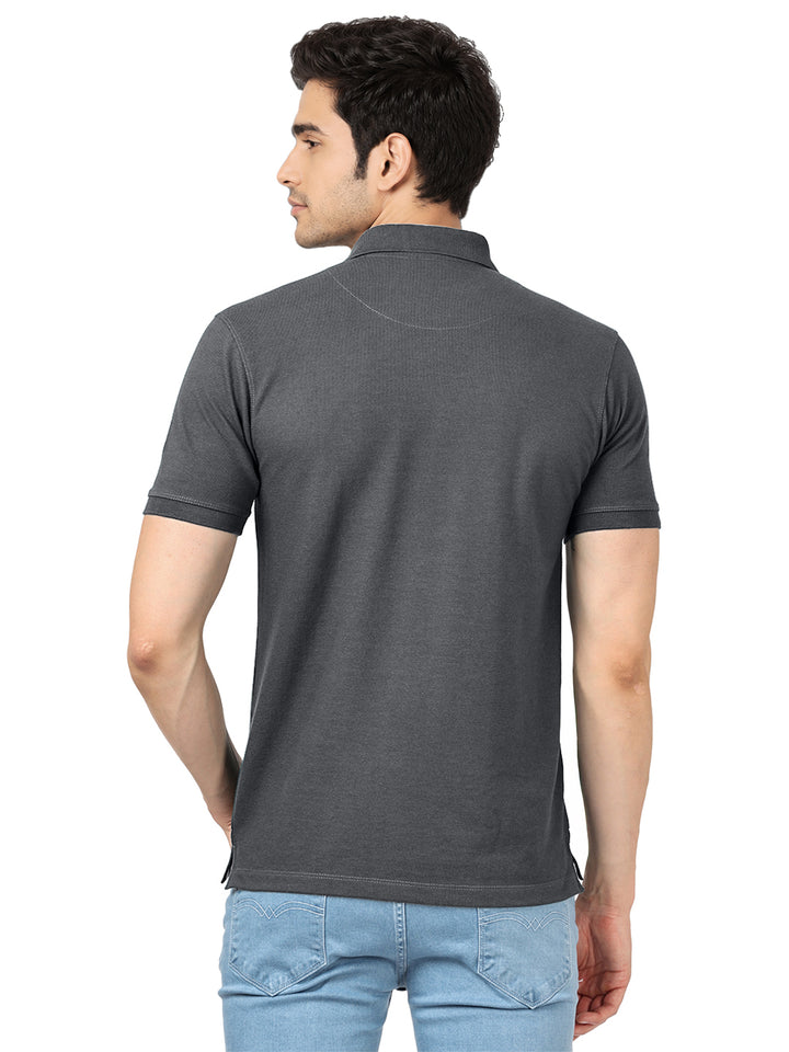 Dark Carbon Plain Casual Polo T Shirt