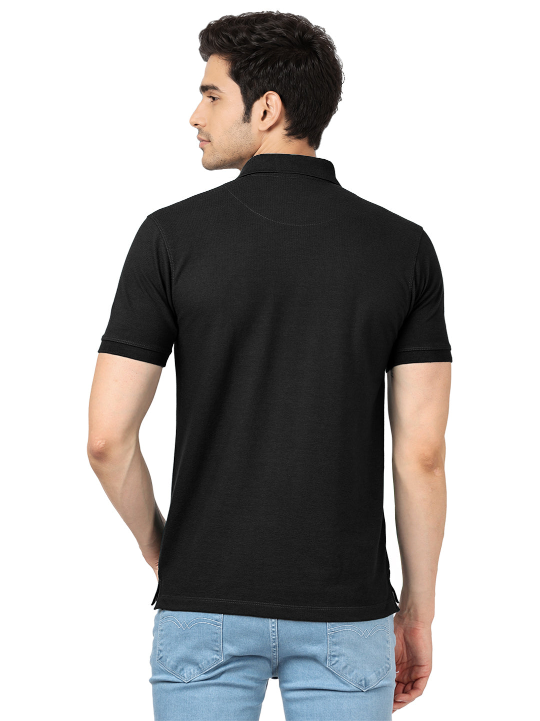 Black Plain Polo T Shirt