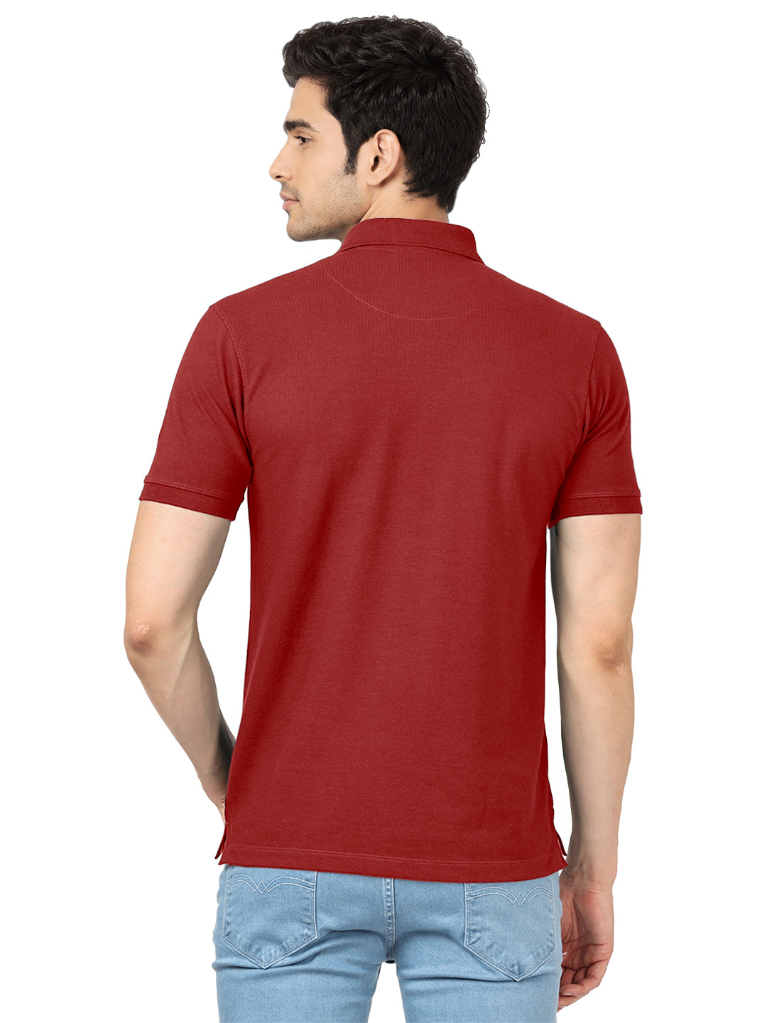 Burgundy Plain Polo T Shirt