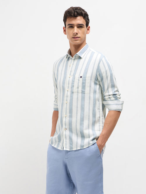 Sky Blue Stripes Casual Shirt