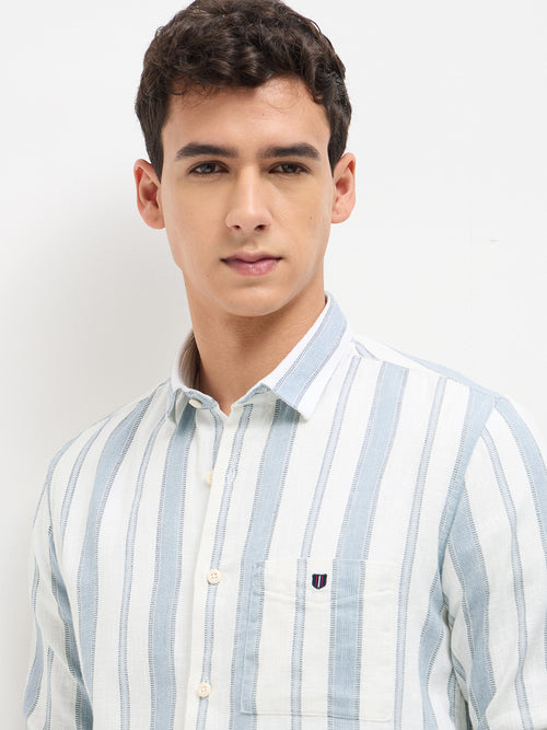 Sky Blue Stripes Casual Shirt