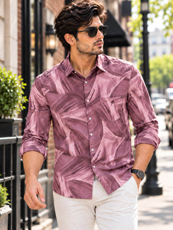 Dusty Rose Mavue Abstract Printed Casual Shirt