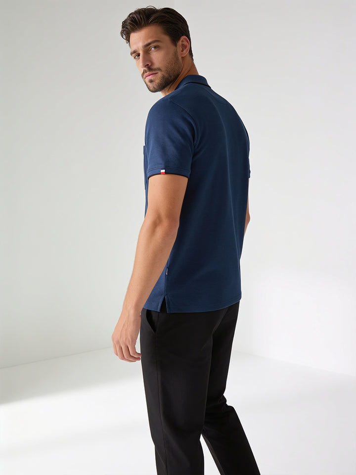 Navy Solid Polo T Shirt