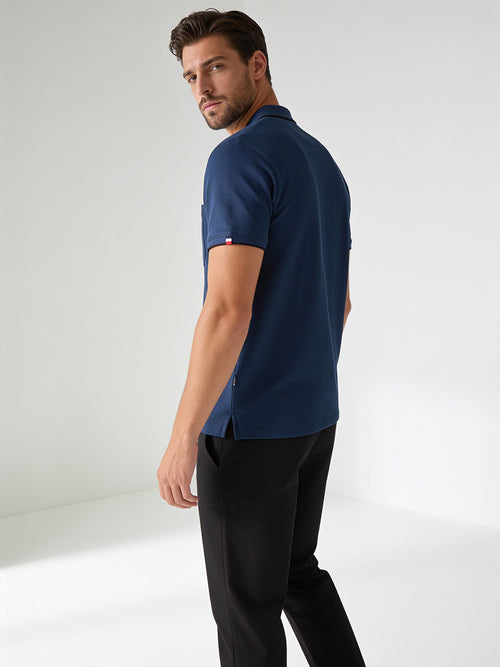 Navy Solid Polo T Shirt