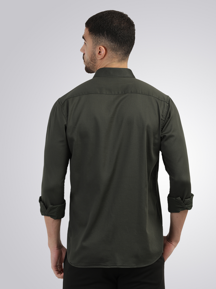 Forest Green Satin Solid Shirt