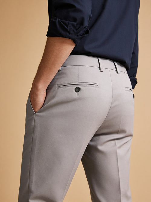 Light Silver Grey Solid Formal Trousers