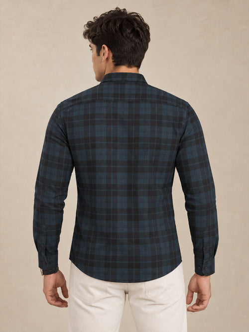 Cobalt Blue Checkered Casual Shirt