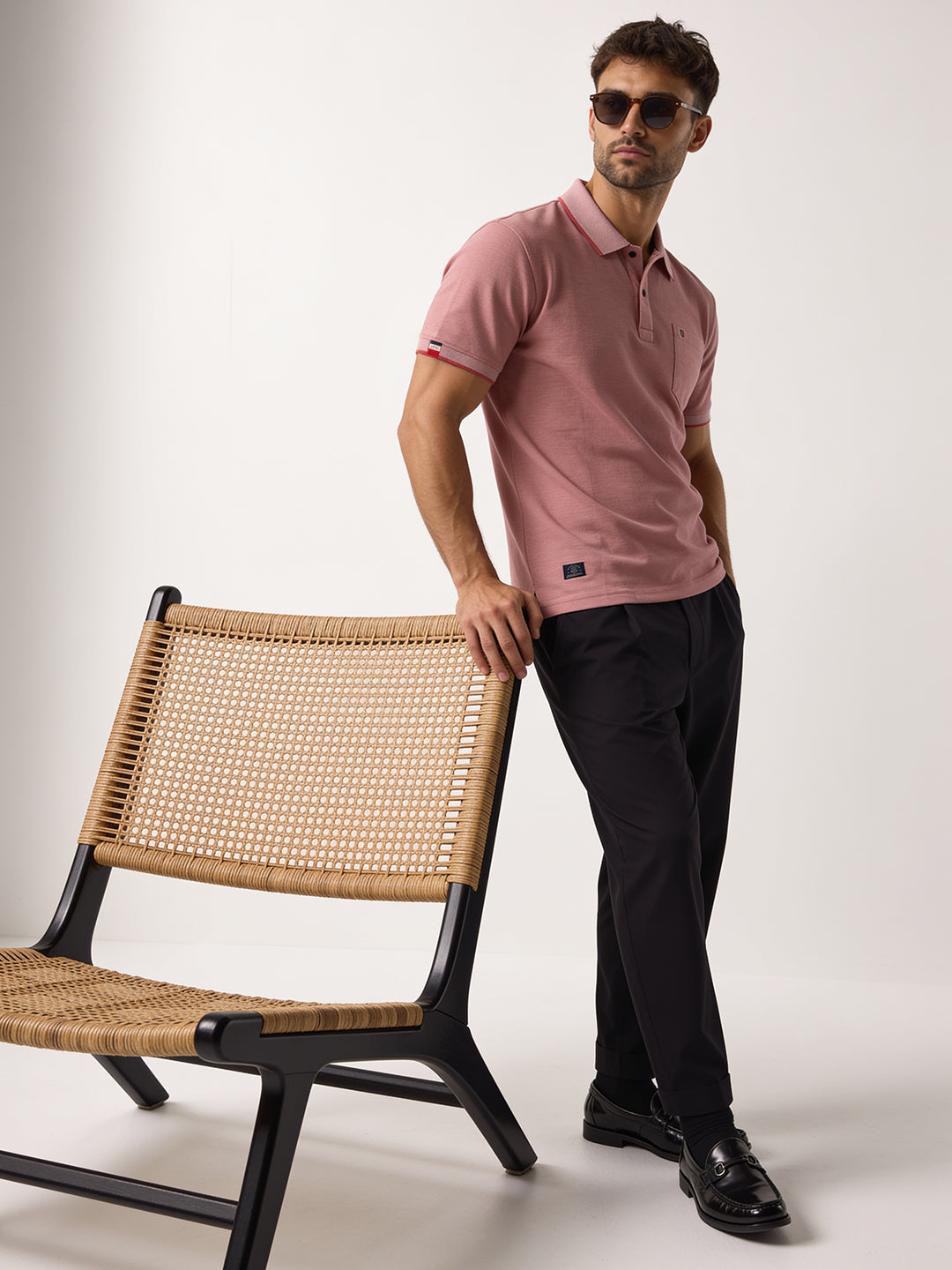 Muted Pink Solid Polo T Shirt