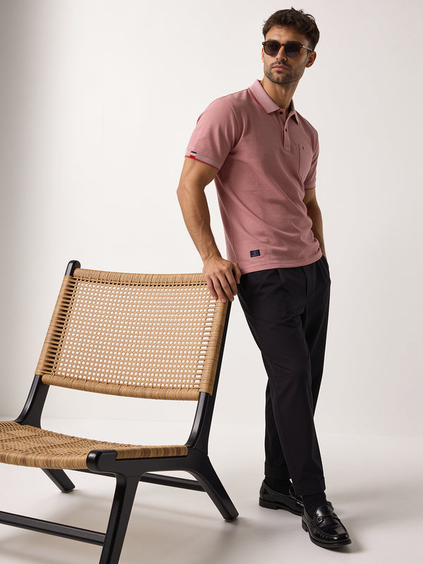 Muted Pink Solid Polo T Shirt