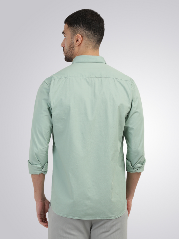 Apple Green Twill Solid Shirt