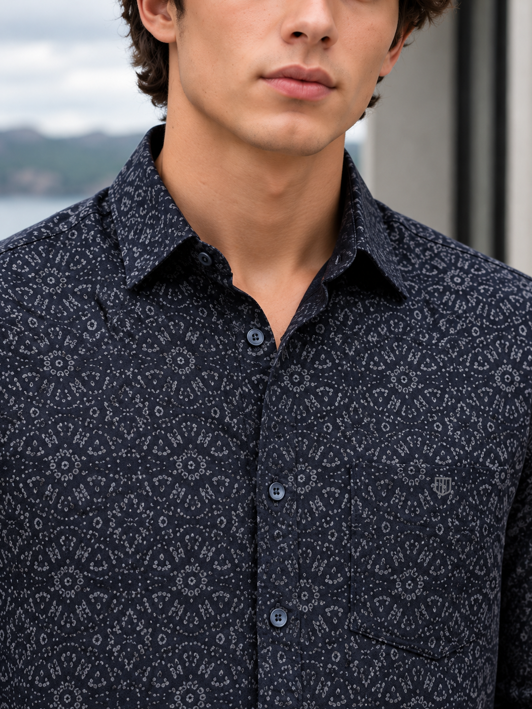 Midnight Indigo Floral Printed Casual Shirt