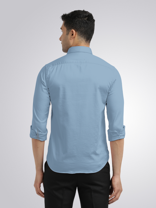 Dusty Blue Satin Solid Shirt