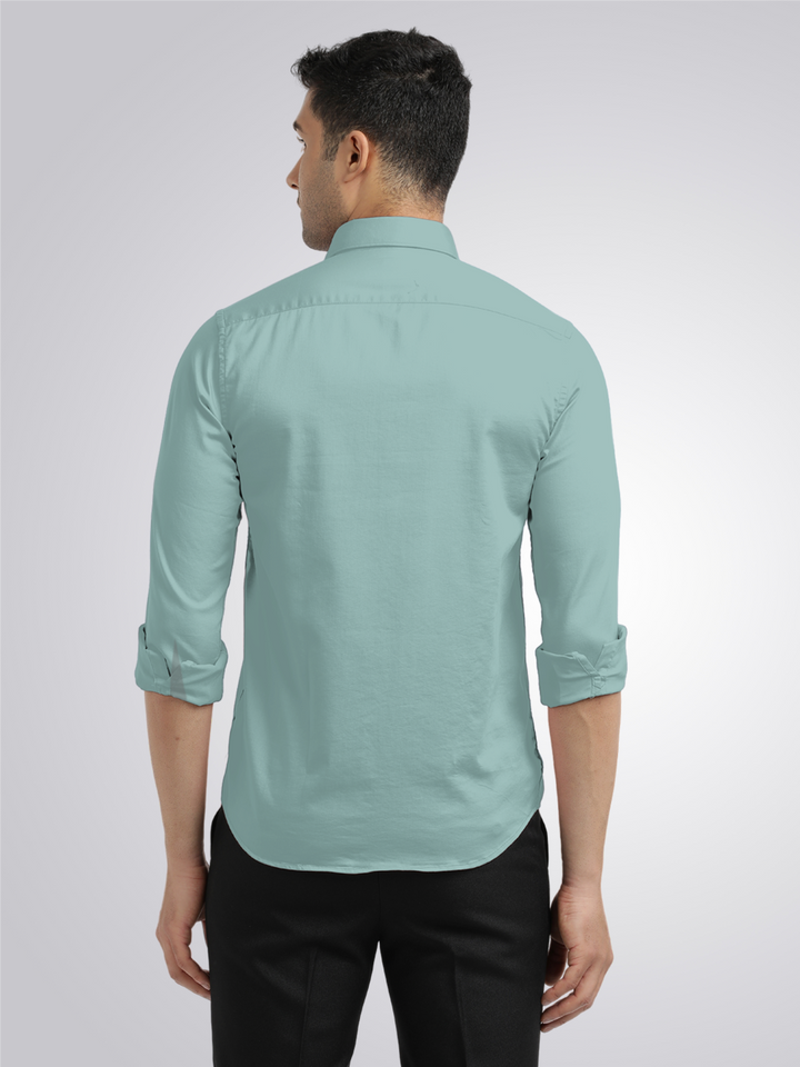 Metallic Green Satin Solid Shirt