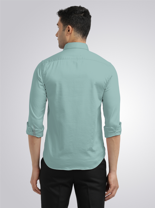 Metallic Green Satin Solid Shirt