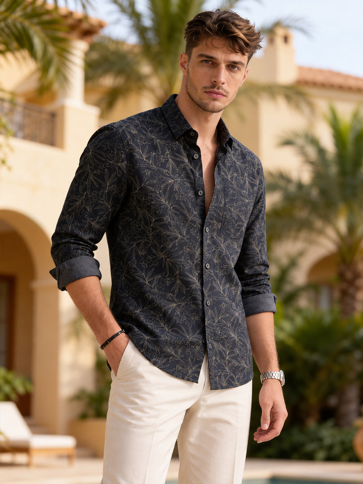 Royal Navy Floral Printed Casual Shirt