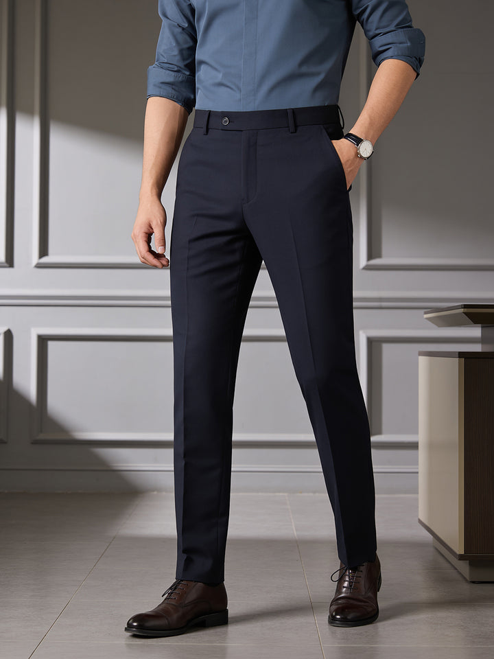 Deep Navy Solid Formal Trousers