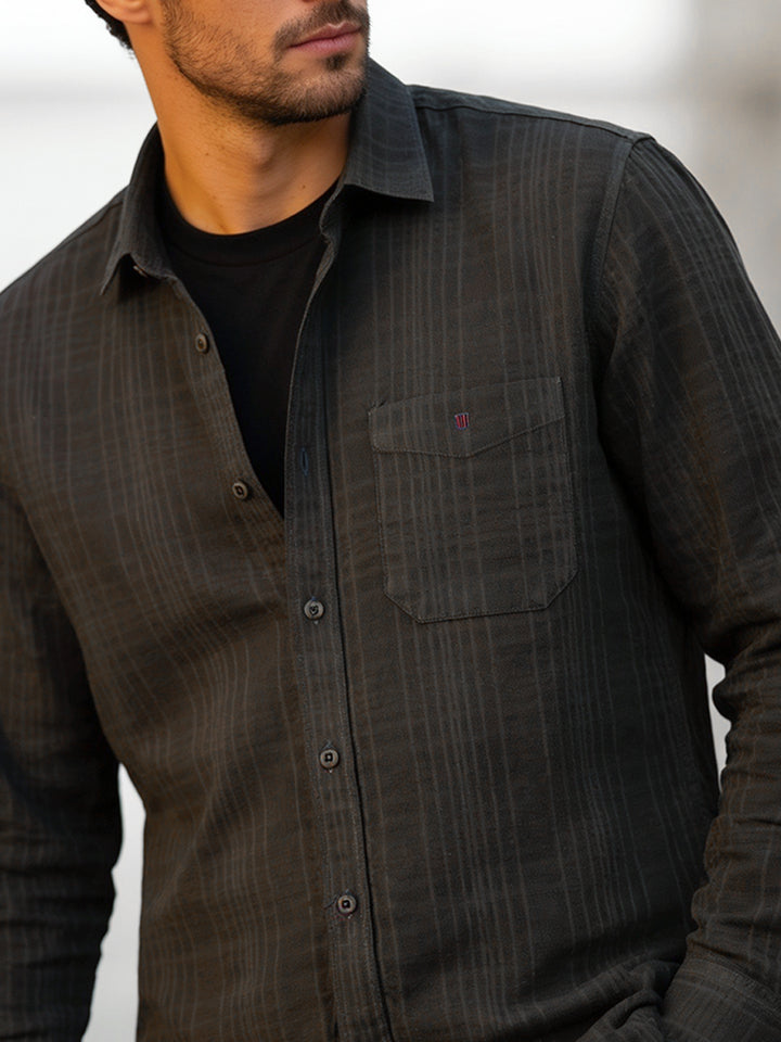 Camo Olive Checked Casual Shirt