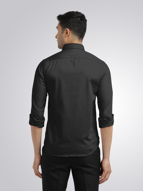 Black Satin Solid Shirt