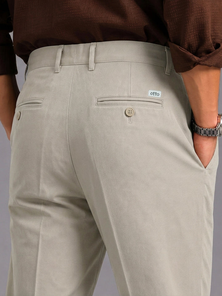 Pista Grey Solid Casual Trousers