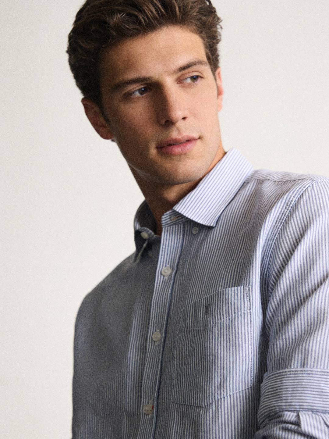 Blue and White Vertical Stripes Casual Shirt