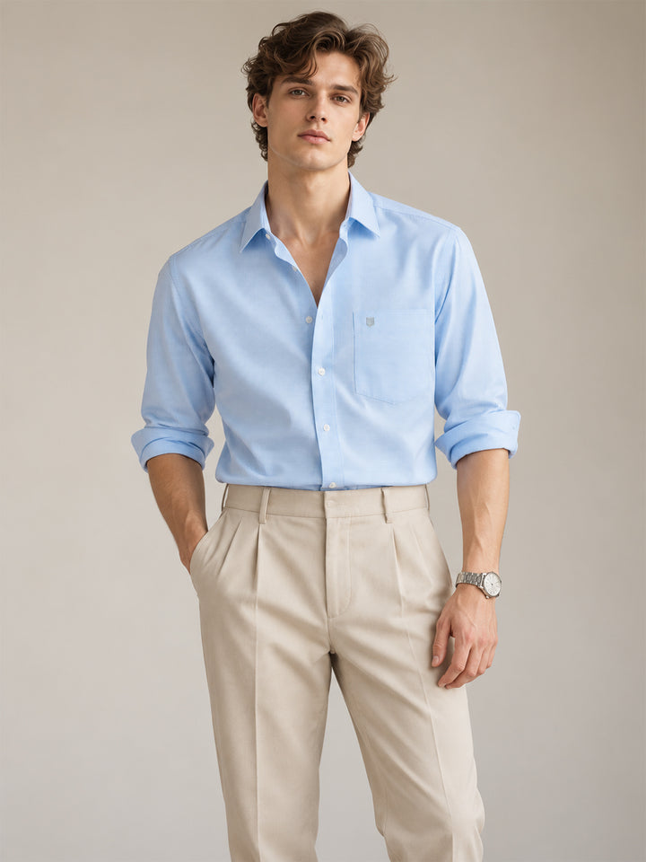 Sky Blue Micro Checkered Formal Shirt