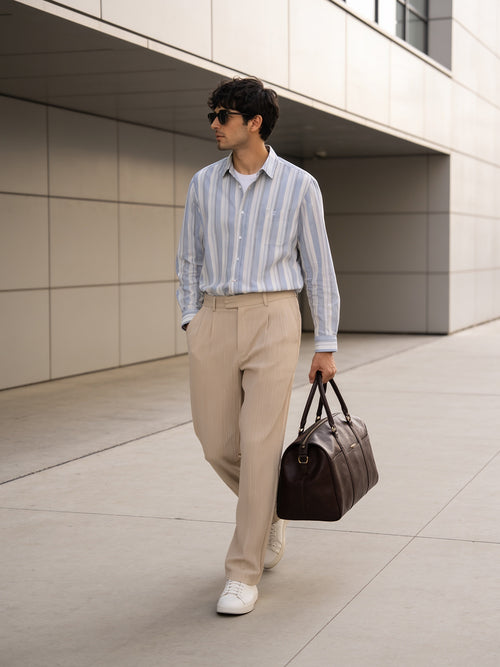 Blue Haze Vertical Stripes Casual Shirt