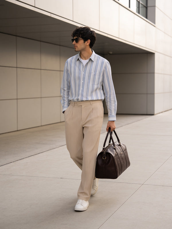 Blue Haze Vertical Stripes Casual Shirt
