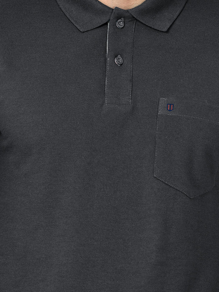 Dark Carbon Plain Casual Polo T Shirt