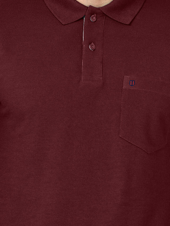 Maroon Plain Casual Polo T Shirt