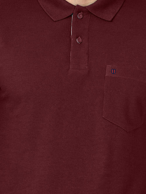 Maroon Plain Casual Polo T Shirt
