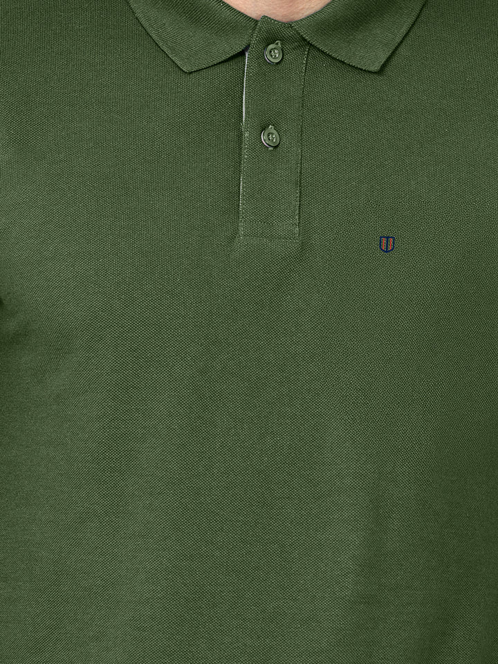 Olive Green Plain Polo T Shirt