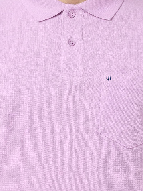 Lavendar Plain Casual Polo T shirt