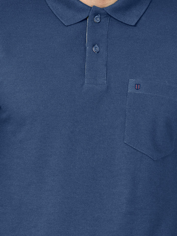Cobalt Blue Plain Casual Polo T Shirt