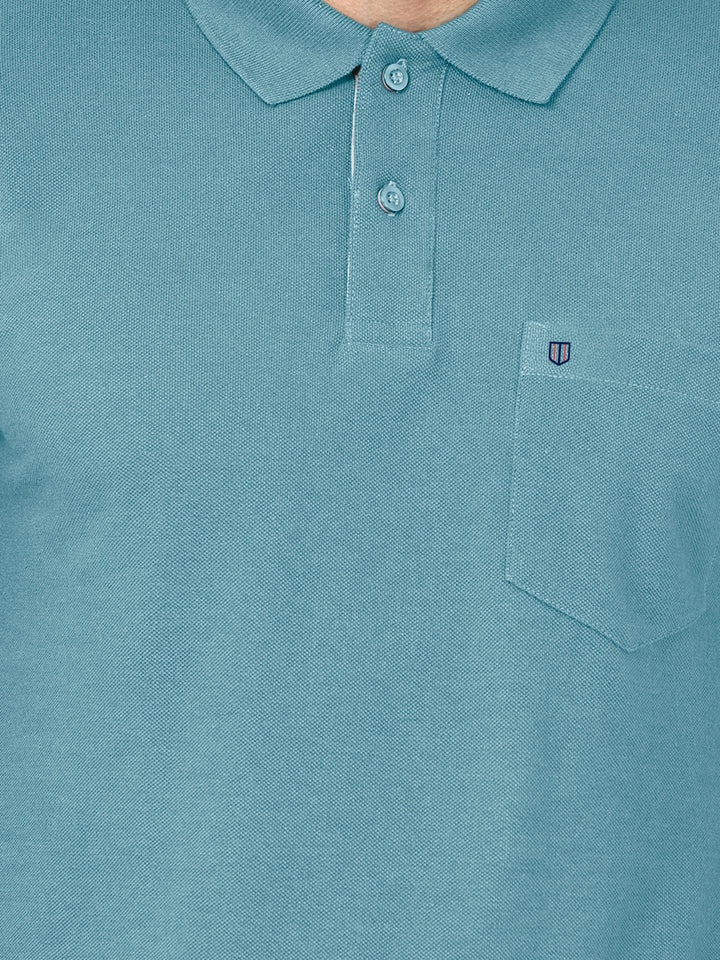 Steel Blue Plain Casual Polo T shirt
