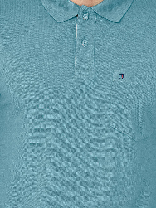 Steel Blue Plain Casual Polo T shirt