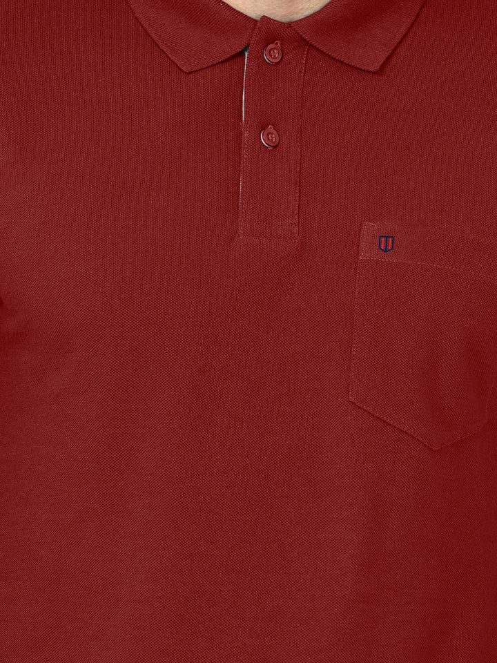 Burgundy Plain Casual Polo T Shirt