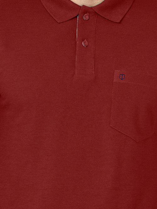 Burgundy Plain Casual Polo T Shirt