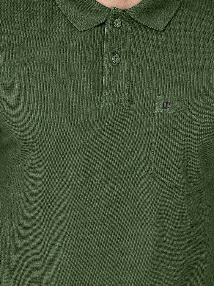 Hunter Green Plain Casual Polo T Shirt