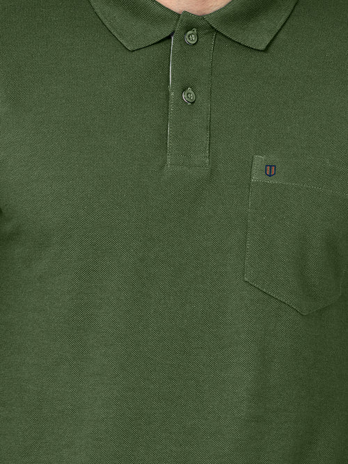 Hunter Green Plain Casual Polo T Shirt