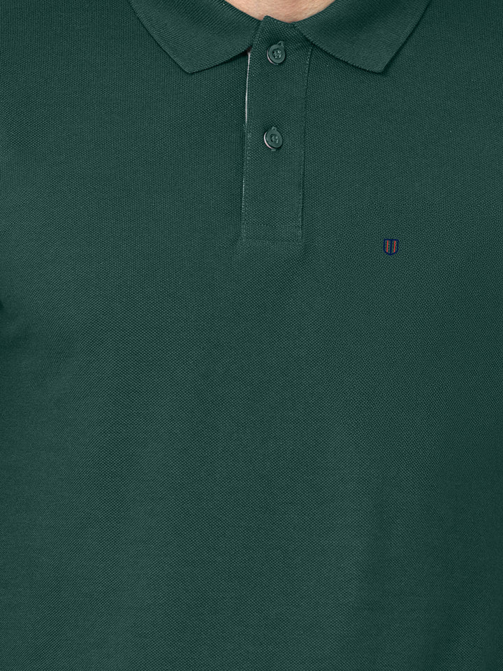 Bottle Green Plain Polo T Shirt