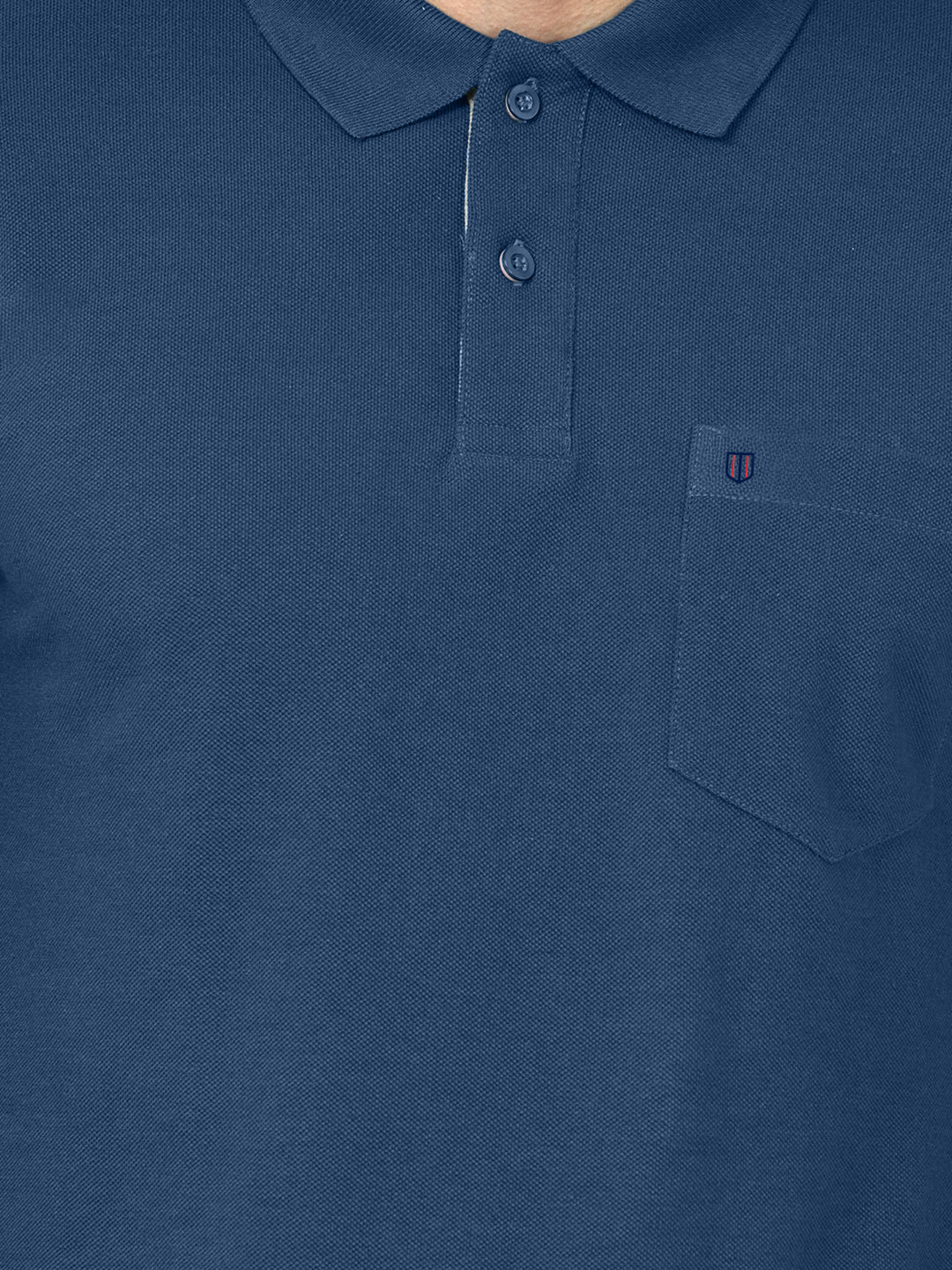 Denim Blue Plain Casual Polo T shirt