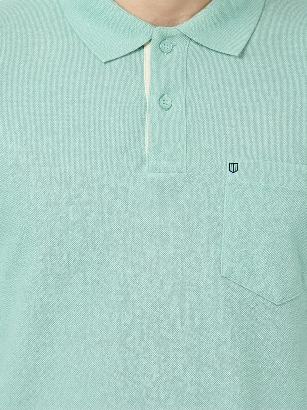 Viridian Green Plain Casual Polo T shirt